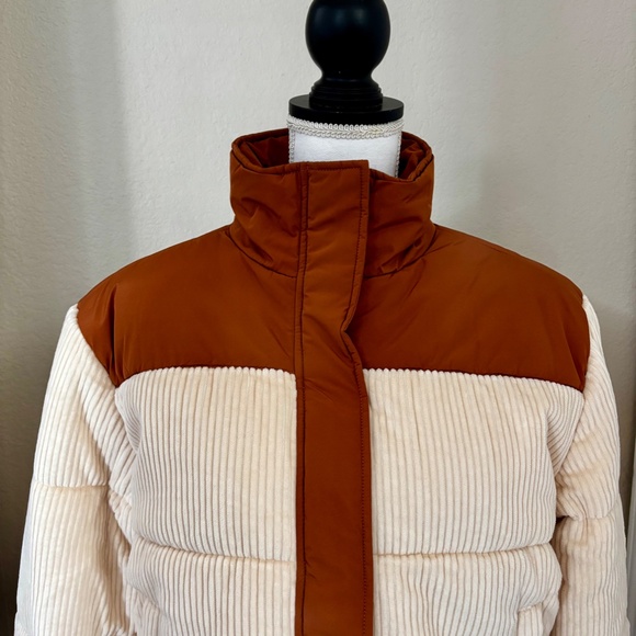 NWT RVCA Eezeh Peaasy Puffer Jacket, Brown and Cream, XS - Picture 5 of 11